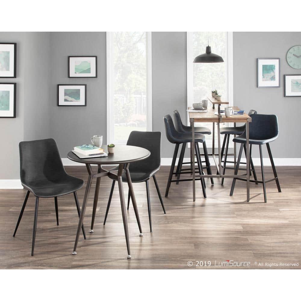 LumiSource Set of 2 Durango Industrial Dining Chair Black/Vintage Gray: Metal Frame, Polyurethane Upholstery, Floor Protectors
