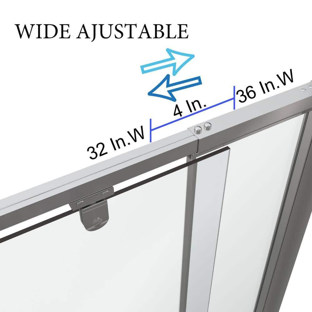 36 in.W - 72 in.H Pivot Shower Door with Clear Glass and Stainless Steel Handle