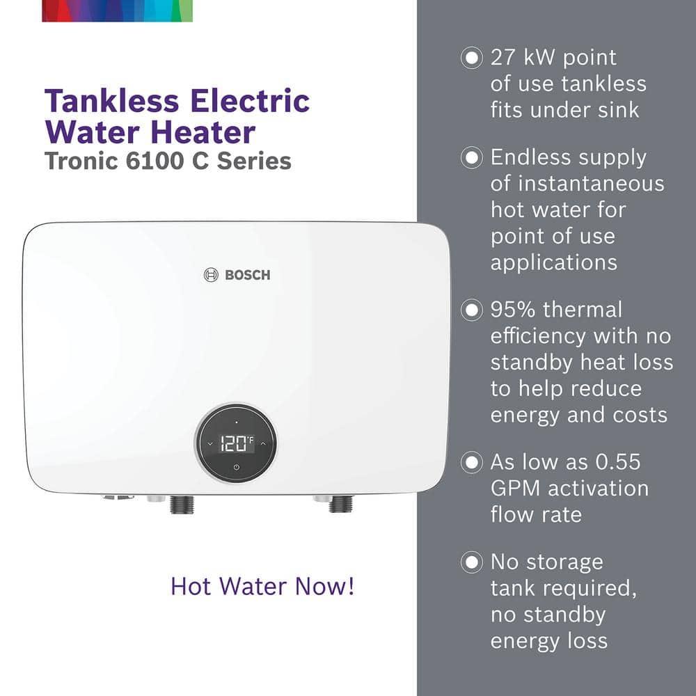 Bosch White Electric Tankless Water Heater, 27 kW
