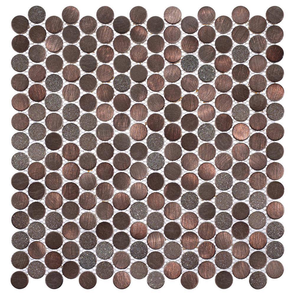 Orb 3/4" Metal Penny Round Mosaic Tile Shower Wall, Kitchen Backsplash and Wall Tile