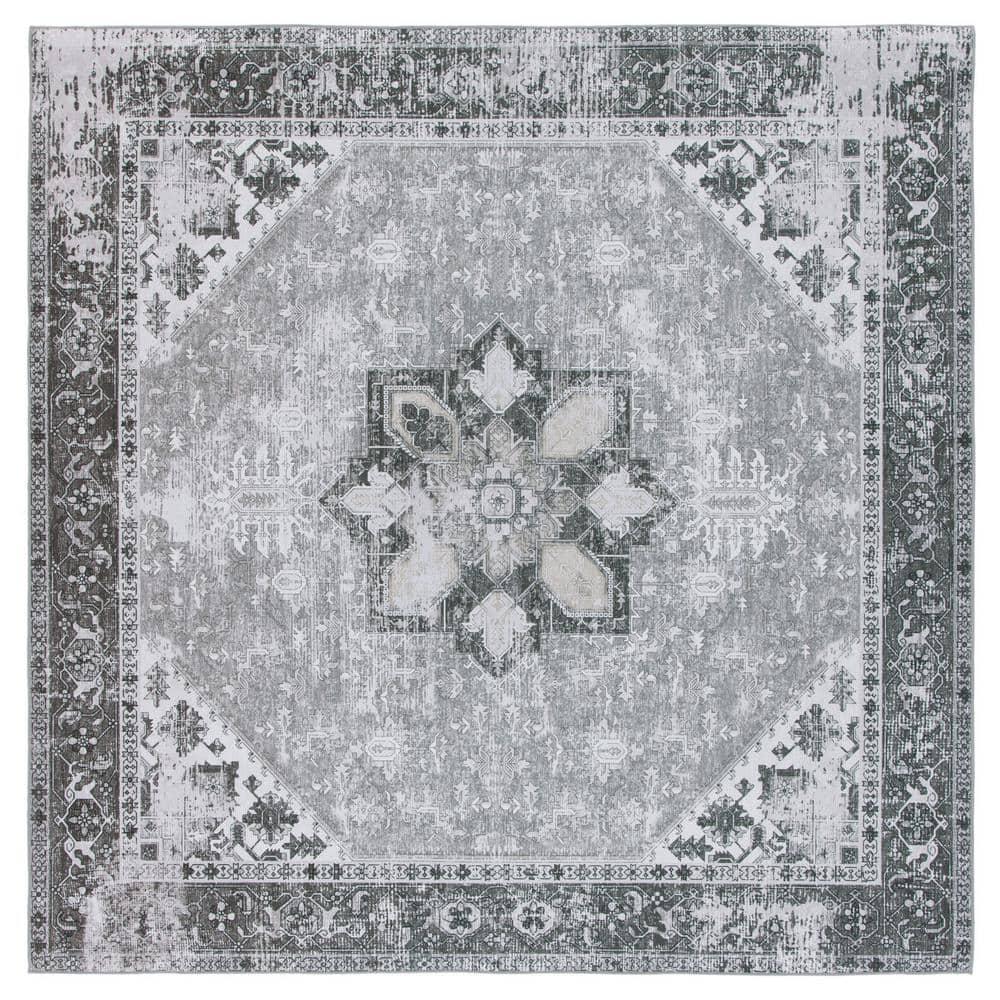 Tucson Vintage Persian TSN102 Power Loomed Machine Washable Skid-Resistant Indoor Area Rug - Dark Sage/Ivory - 5'x5' - Safavieh