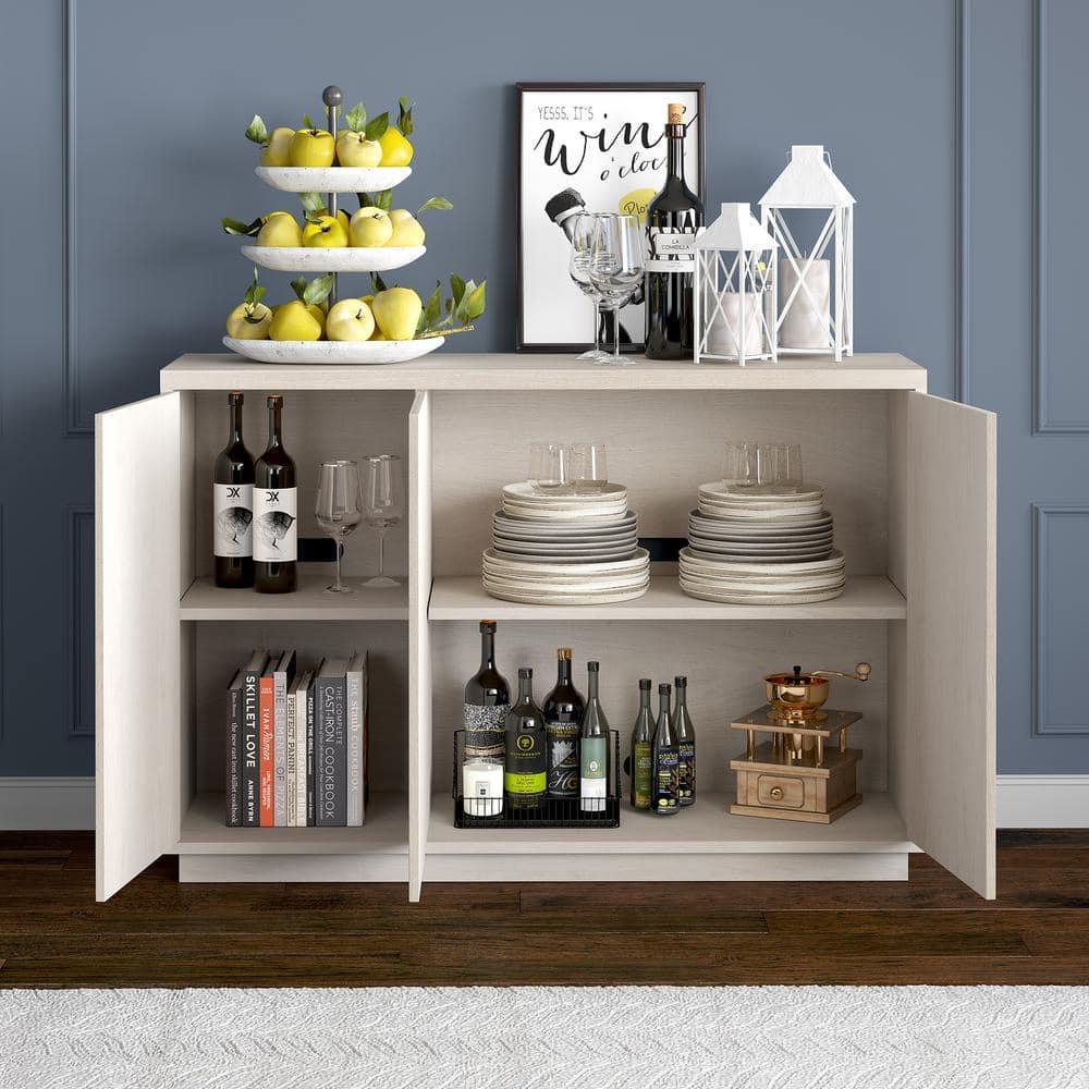 Evelyn&Zoe Alston 48" Wide Rectangular Buffet Table, Alder White