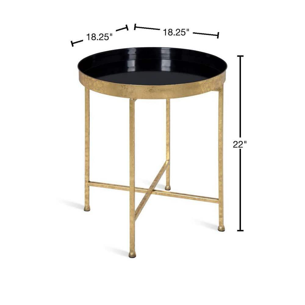 Kate and Laurel Celia Round Metal Side Table, 18.25x18.25x22, Black and Gold
