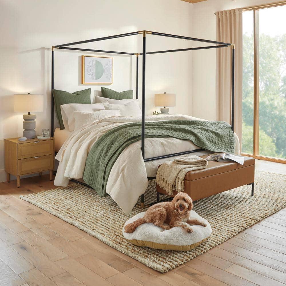 Sango Sango Orre 2-Drawer Solid Wood Nightstand, With Rattan, Cylicndrical Wooden Legs