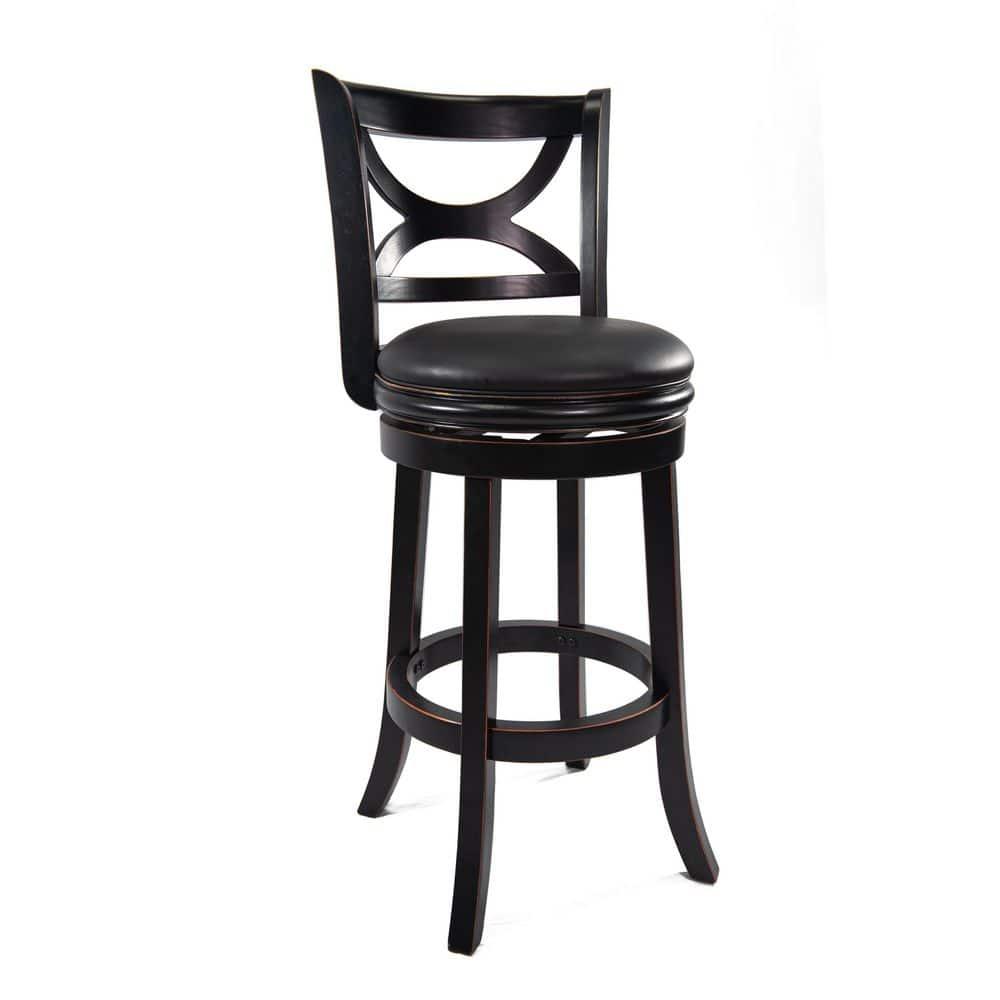 29" Florence Swivel Hardwood Barstool Black - Boraam: Upholstered, High Back, Counter Height