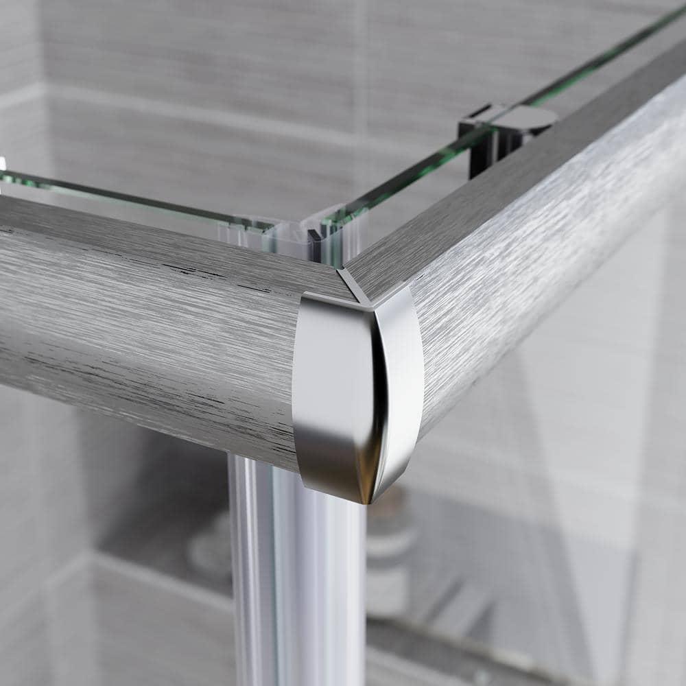 ELEGANT Corner Shower Enclosure Sliding Door 34'' D x 34'' W x 72'' H Double Sliding Shower Doors 1/4 in.Clear Glass French Corner Enclosure,Brushed Nickel (Shower Base No Included)