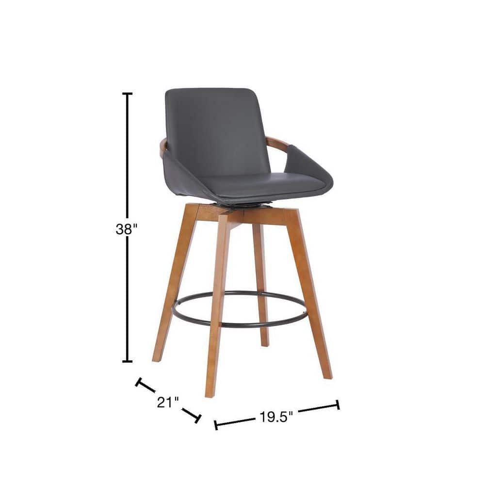 26" Baylor Faux Leather Wood Swivel Counter Height Barstool Gray/Walnut - Armen Living