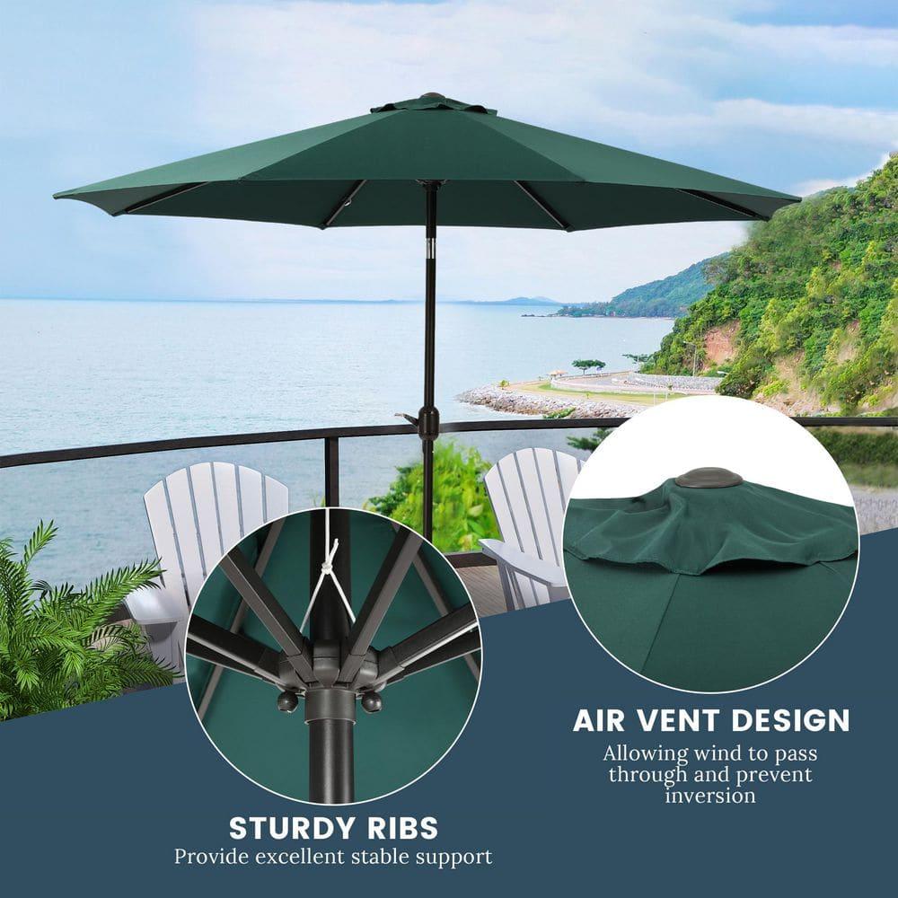 Westin Outdoor 9 Ft Patio Market Umbrella with Tilt & Crank, Dark Green