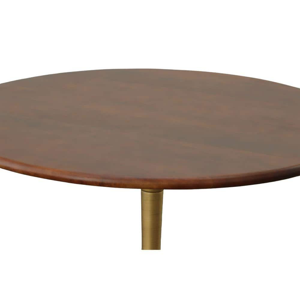 Carolina Classics Alden Wood Top 40" Round Dining Table in Elm and Antique Gold