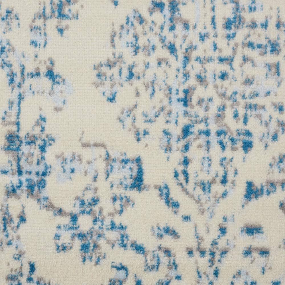 Nourison Jubilant 2' x 4' Ivory/Blue Area Rug Farmhouse Vintage Damask by Nourison