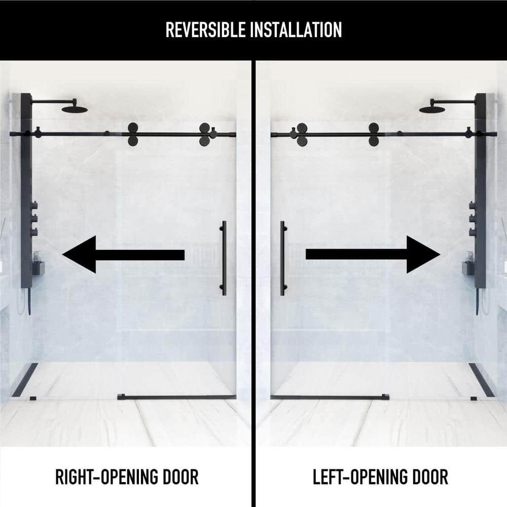 Elan 56-60" W x 74" H Sliding Frameless Shower Door with 3/8" Clear Glass