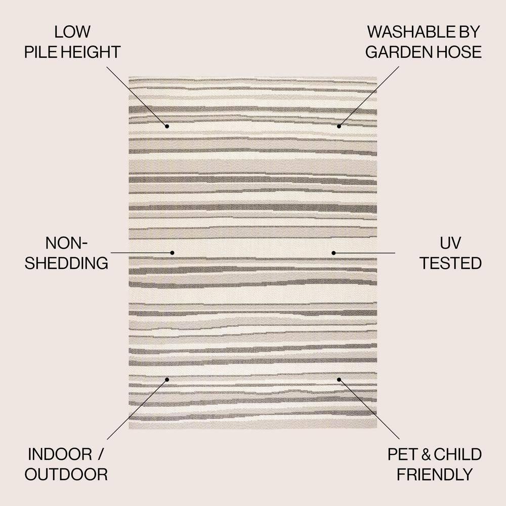 5' x 8' Castara Wavy Stripe Modern Indoor/Outdoor Area Rug, Cream/Dark Gray - JONATHAN Y