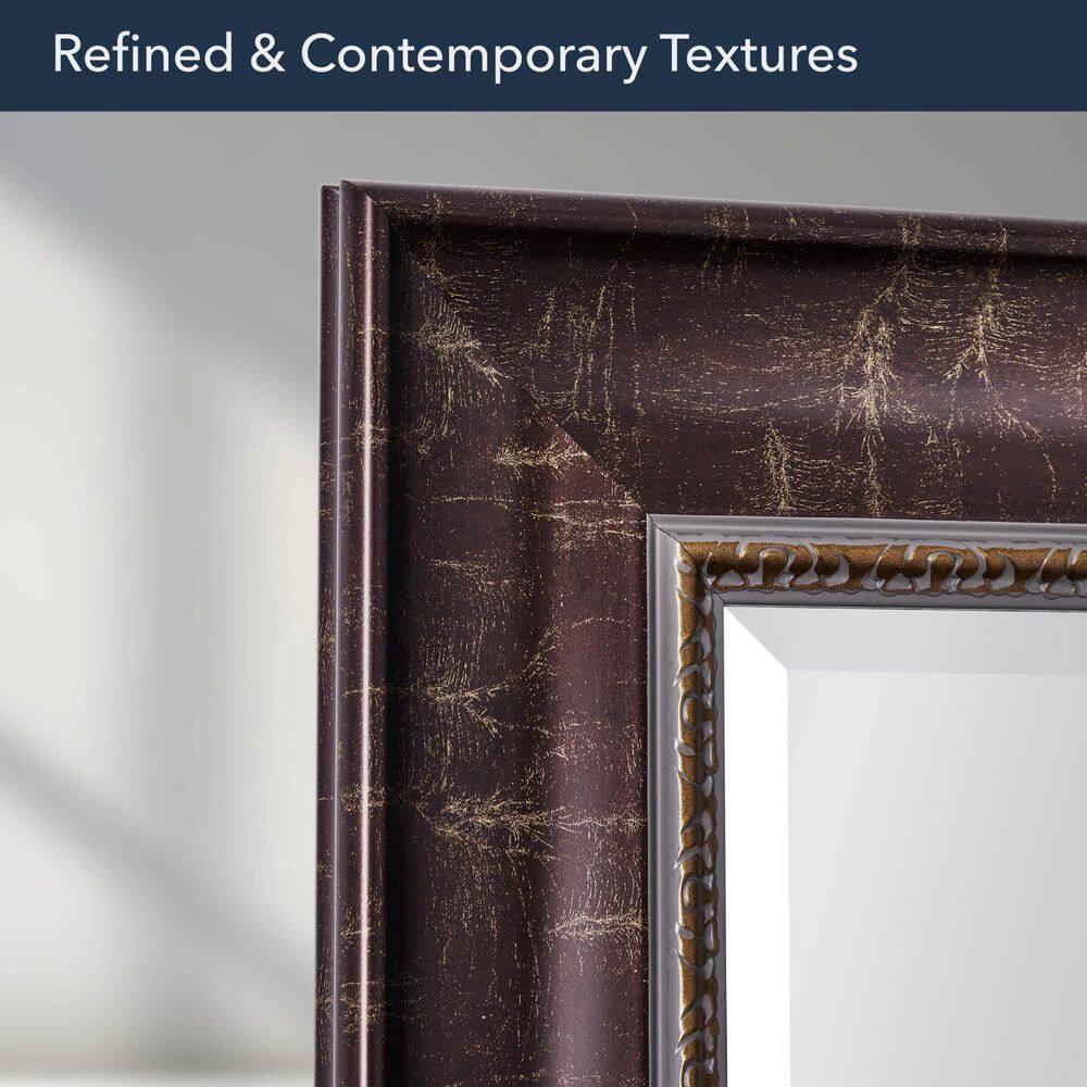 Head West Bronze Distressed Embossed Rectangular Framed Beveled Accent Wall Vanity Mirror - 30.5 x 36.5