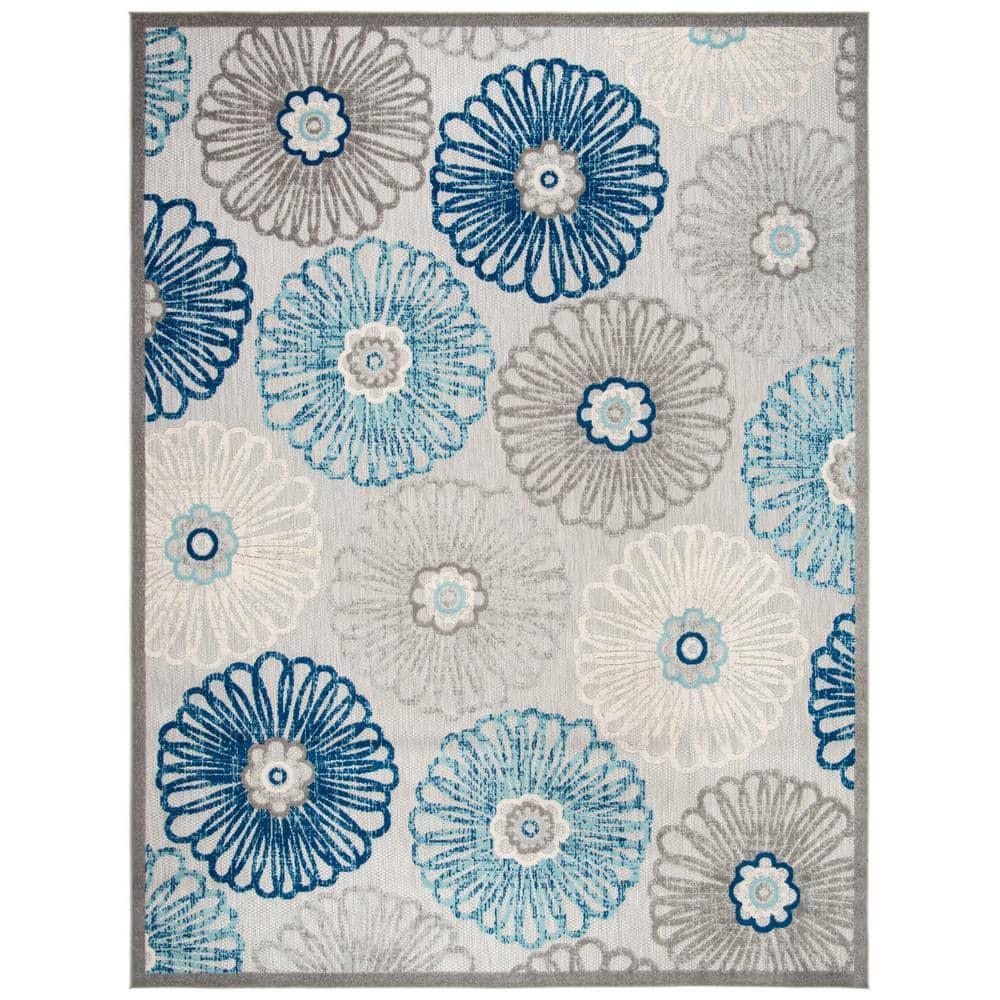 Cabana CBN801 Power Loomed Indoor/Outdoor Area Rug - Grey/Blue - 8'9"x11'9" - Safavieh