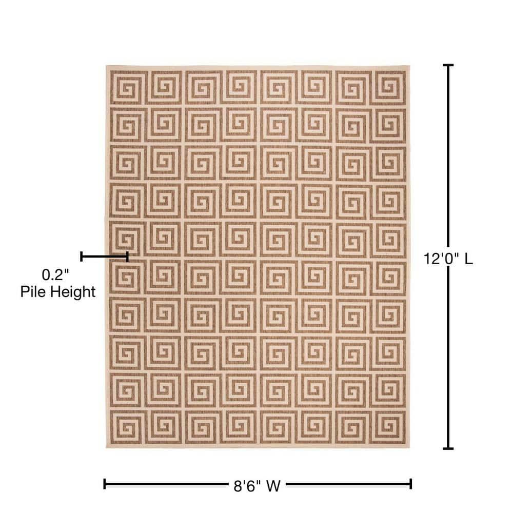 Mazie Geometric Beige 9' x 12' Easy-Care Outdoor Area Rug