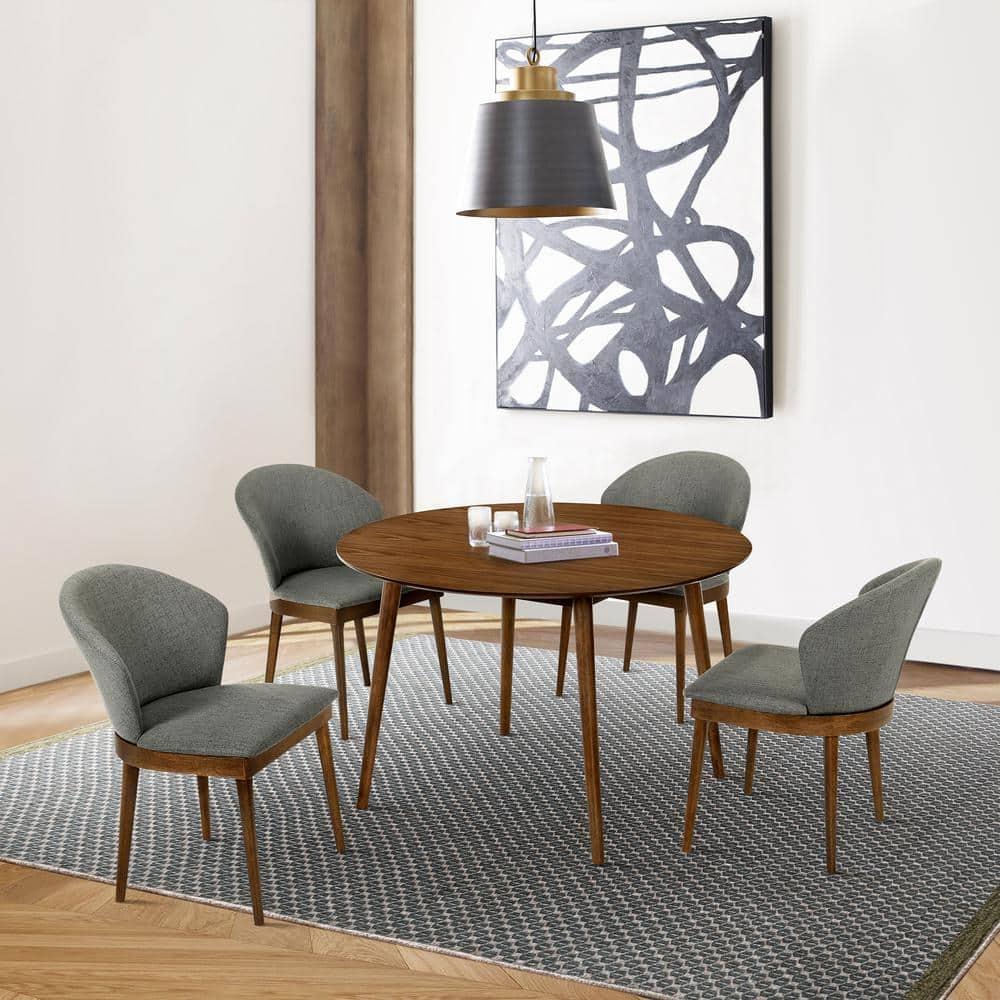 Armen Living Arcadia 48" Round Modern Wood Dining Table in Walnut