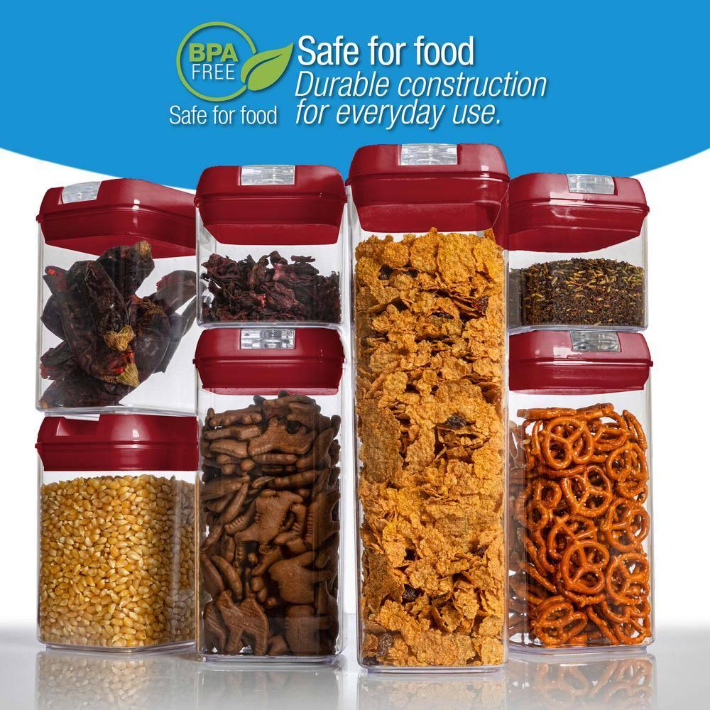 Cheer Collection Airtight Food Storage Containers, Set of 7 (Red)
