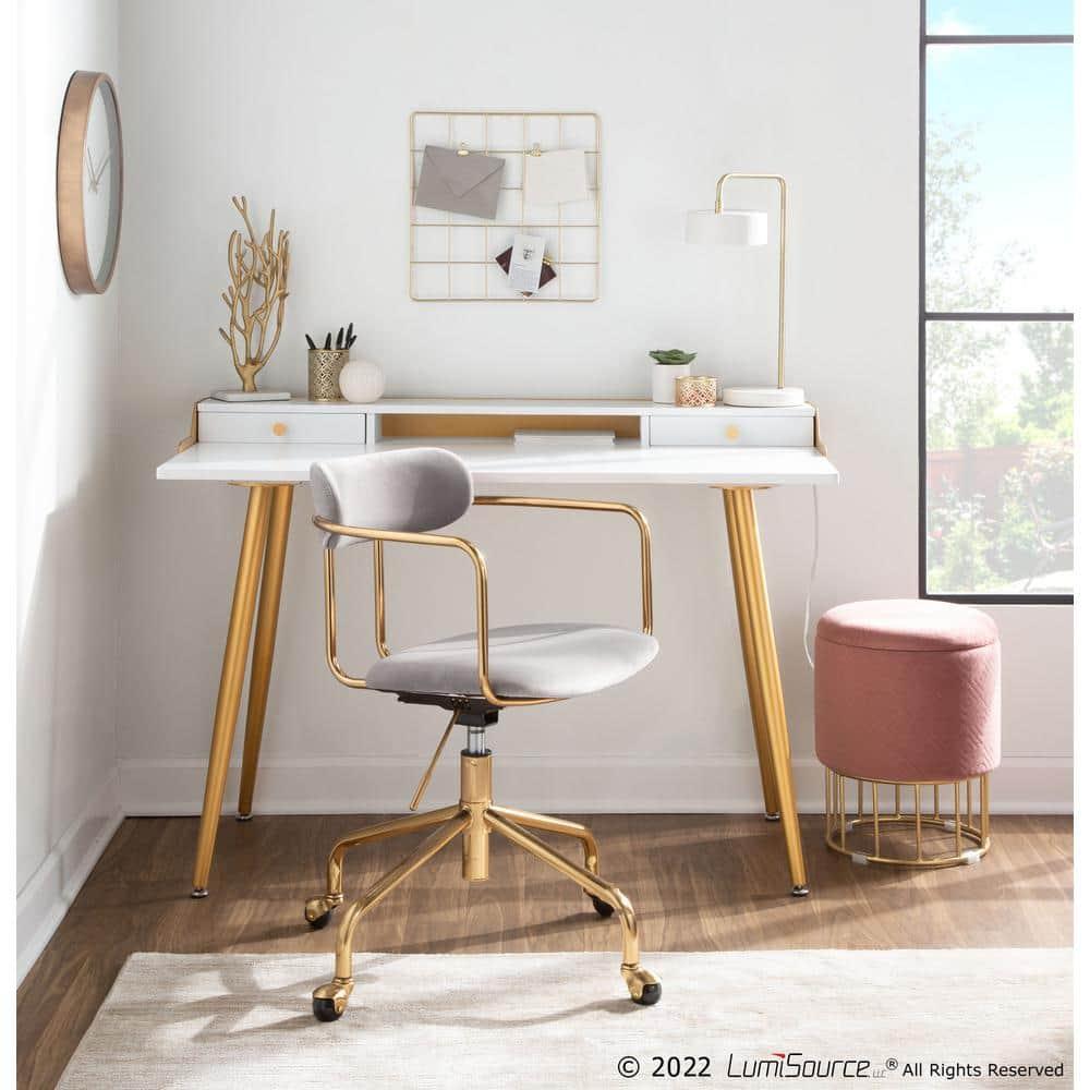 Demi Velvet/Metal Task Chair Gold/Silver - LumiSource