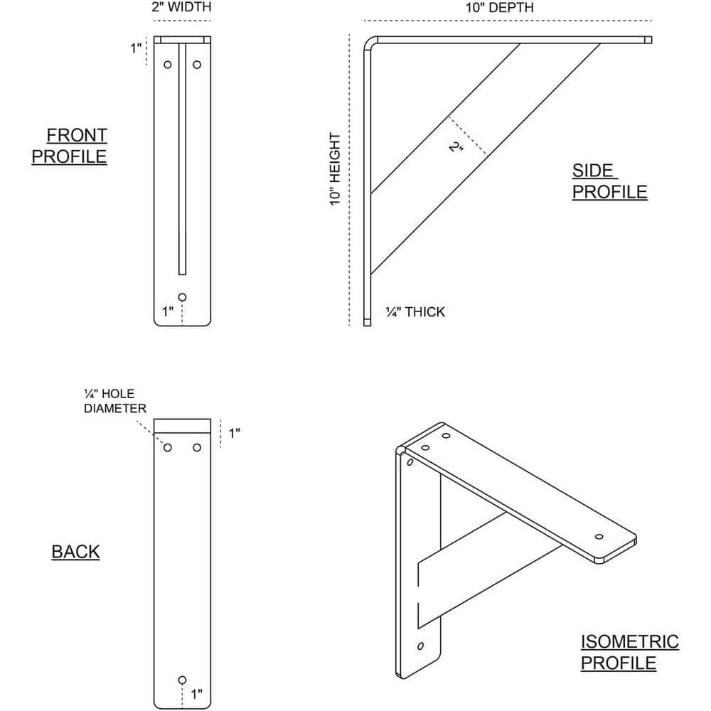 Ekena Millwork H 2'' W D Metal Bracket / Corbel