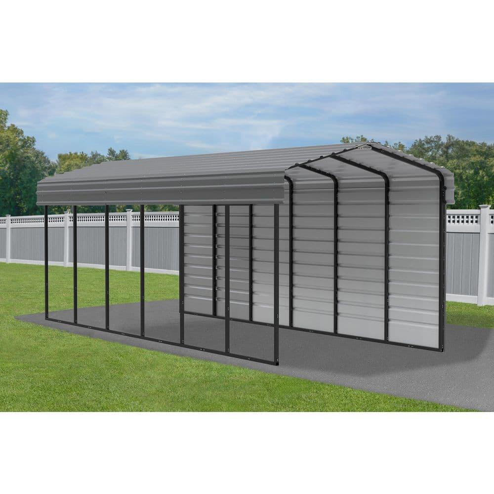 Arrow Arrow Steel Carport with 1 Side Wall Kit, 10x29x09