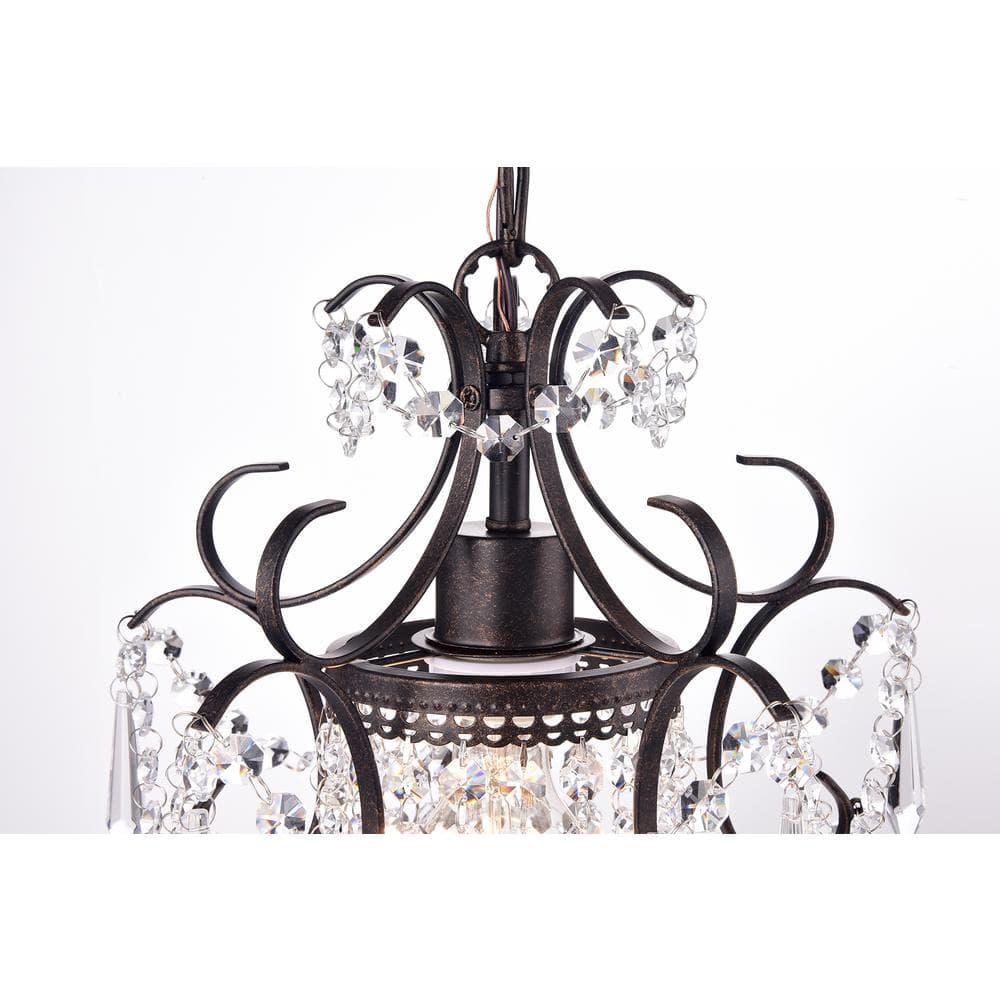 Antique Bronze Mini Crystal Glam Chandelier Pendant