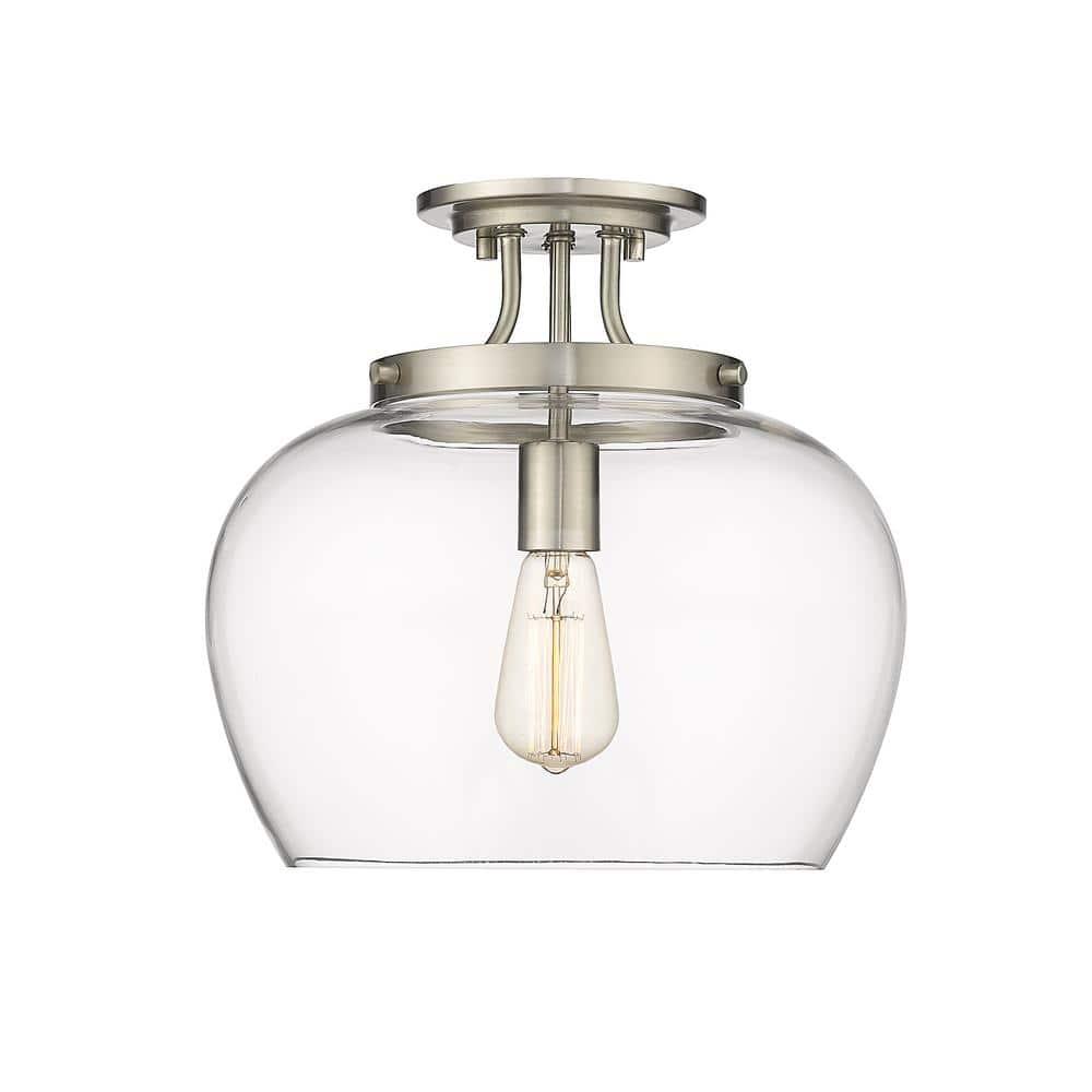 Joliet 13" Brushed Nickel Semi-Flush Mount with Bordeaux Glass Shade