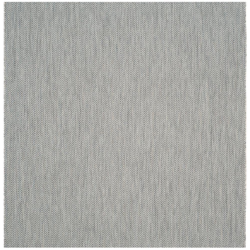 Courtyard CY8022 Power Loomed Indoor and Outdoor Area Rug - Grey/Navy - 6'7"x6'7" - Safavieh
