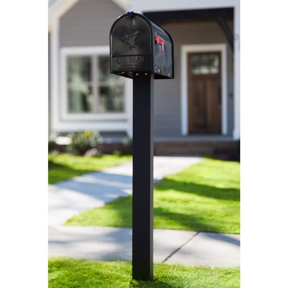 Gibraltar Mailboxes Elite Classic Galvanized Steel Post Mount Black Mailbox