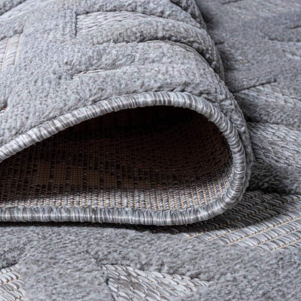 5' x 5' Talaia Neutral Geometric Indoor/Outdoor Area Rug, Light Gray - JONATHAN Y