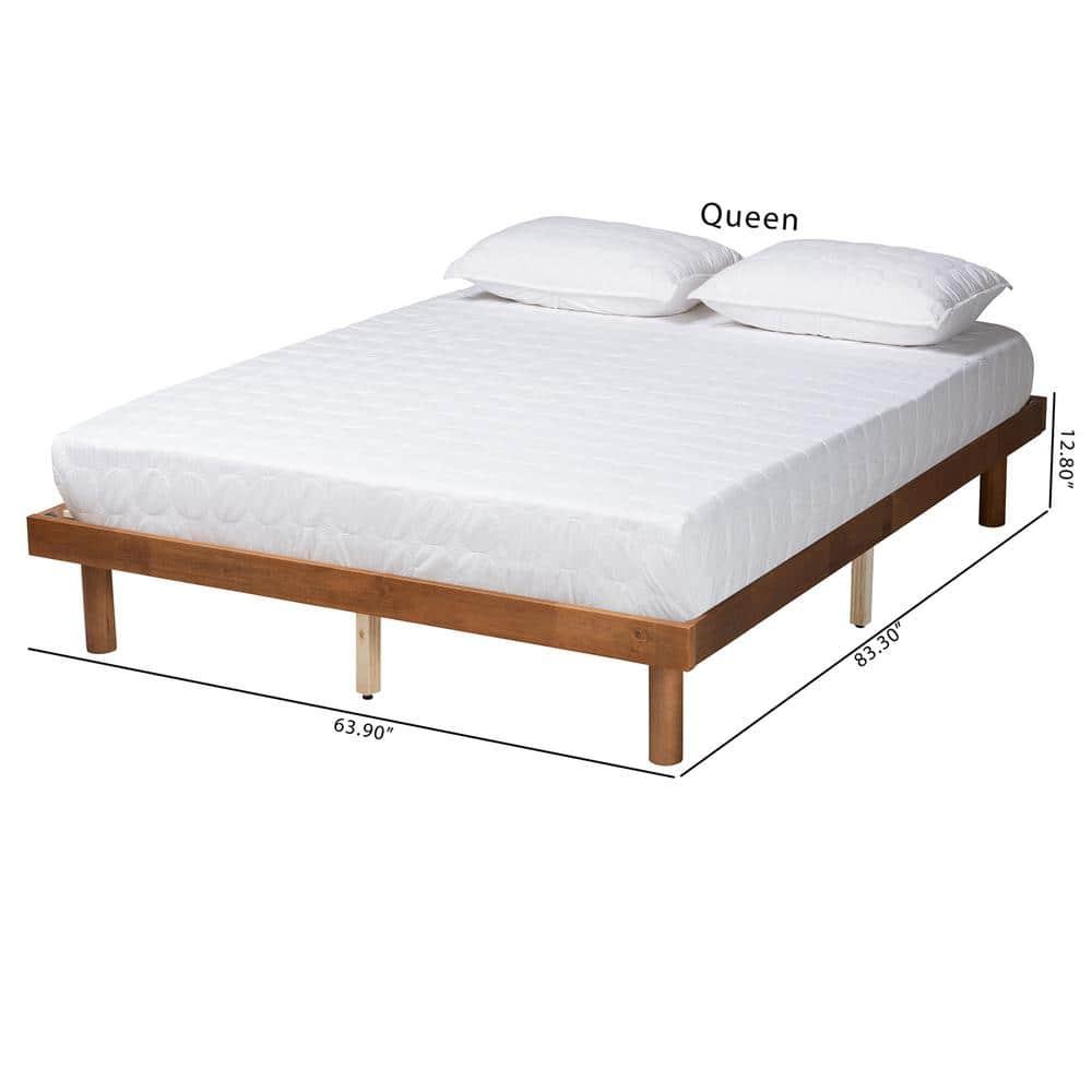 Baxton Studio Winston Mid-Century Modern Walnut Brown Finished Wood Queen Size Platform Bed frame