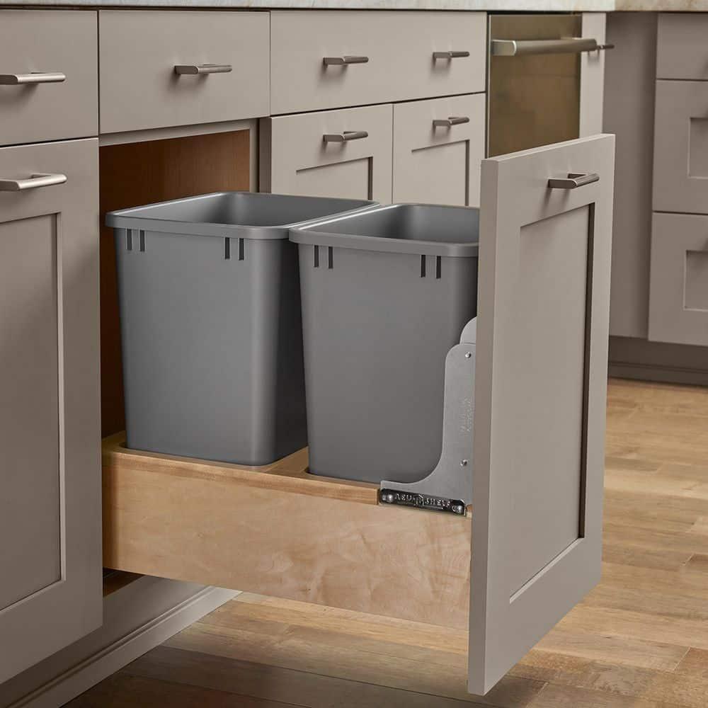 Rev-A-Shelf Rev-A-Shelf Double Pull Out Bottom Mount Trash Can, Gray