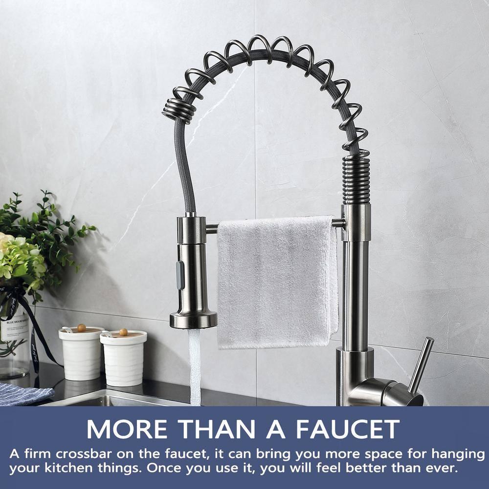 PENGFANG WORLDWIDE LLC Single Handle High Arc Pull Out Kitchen Faucet With Sprayer S2D0033BN