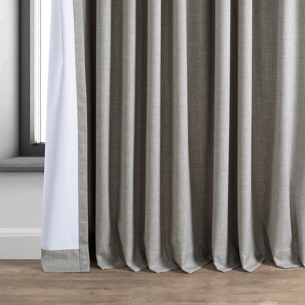 Exclusive Fabrics  Performance Linen Extrawide Hotel Blackout Curtain (1 Panel) 100 X 108 - Dark Greige