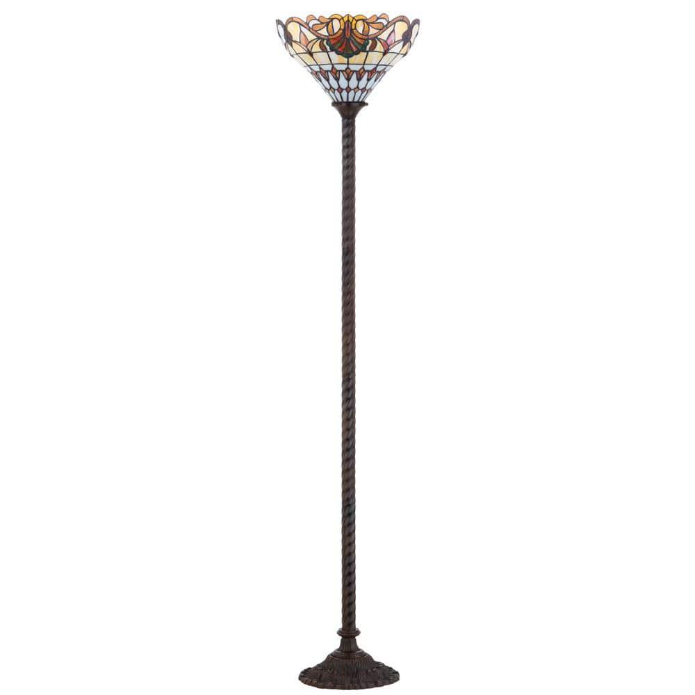 JONATHAN Y JYL8003A Davis Tiffany-Style 70" Torchiere LED Floor Lamp, Traditional for living room, dinning room, bedroom, office Bulb Included, Bronze