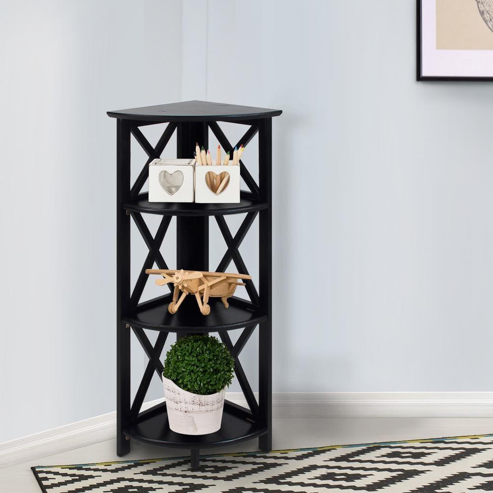 Casual Home Montego 3 Shelf Corner Folding Bookcase with Mantel Top