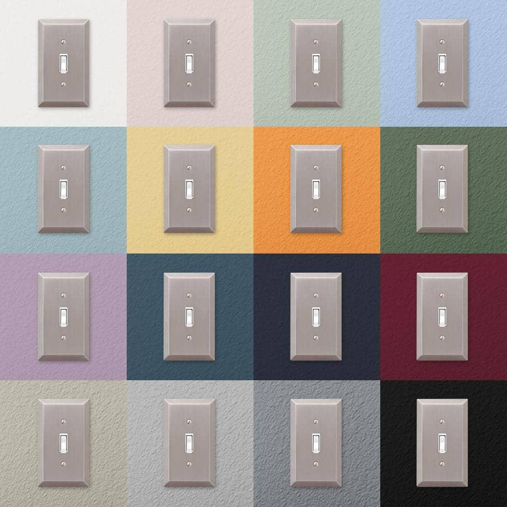 Amerelle Century Brushed Nickel 2 gang Stamped Steel Duplex Wall Plate 1 pk