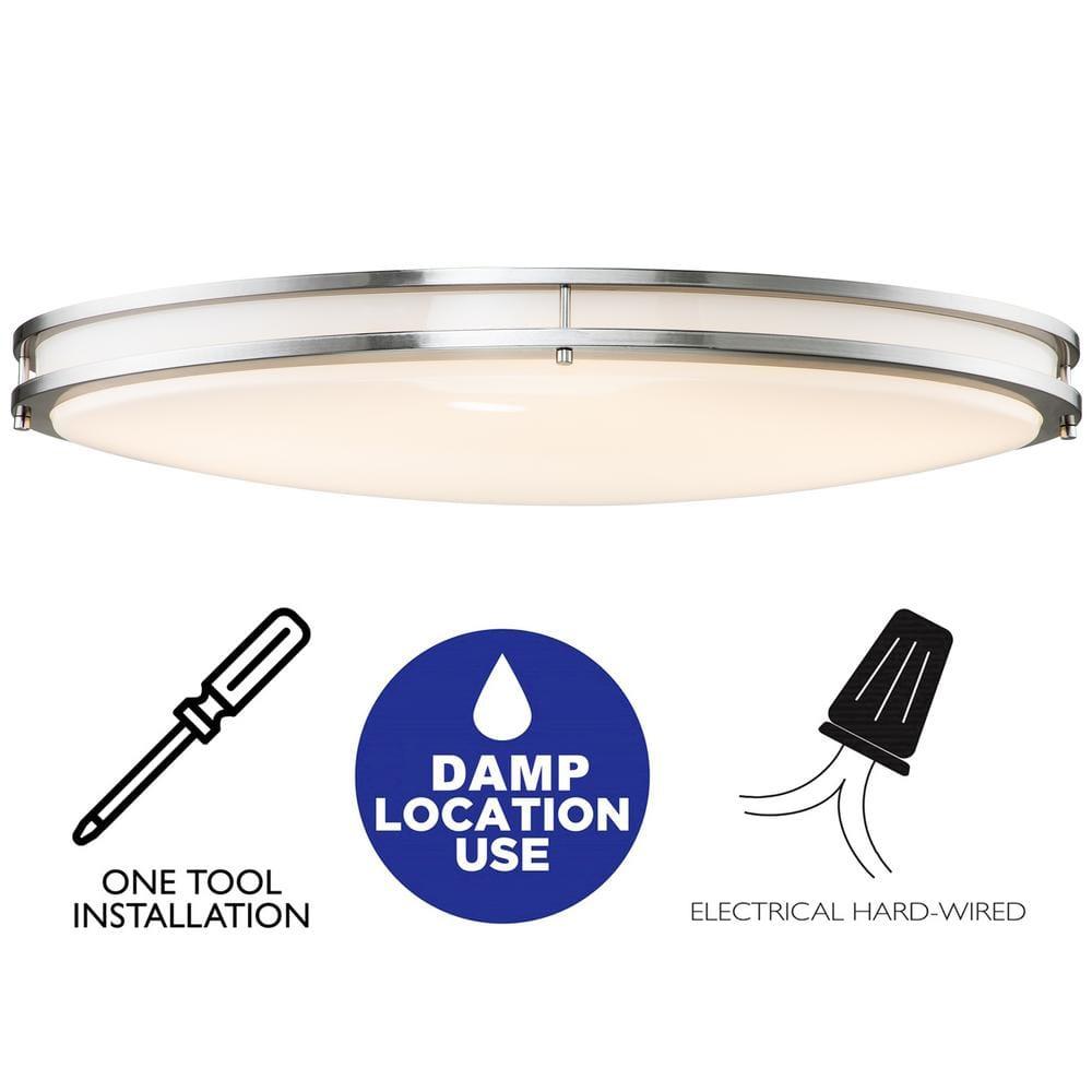 Kohlera 32.5"W Brushed Nickel Dimmable 3000K LED Oval Flush Mount