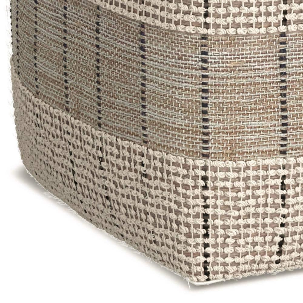 Simpli Home 18"W Jute Square Woven Pouf