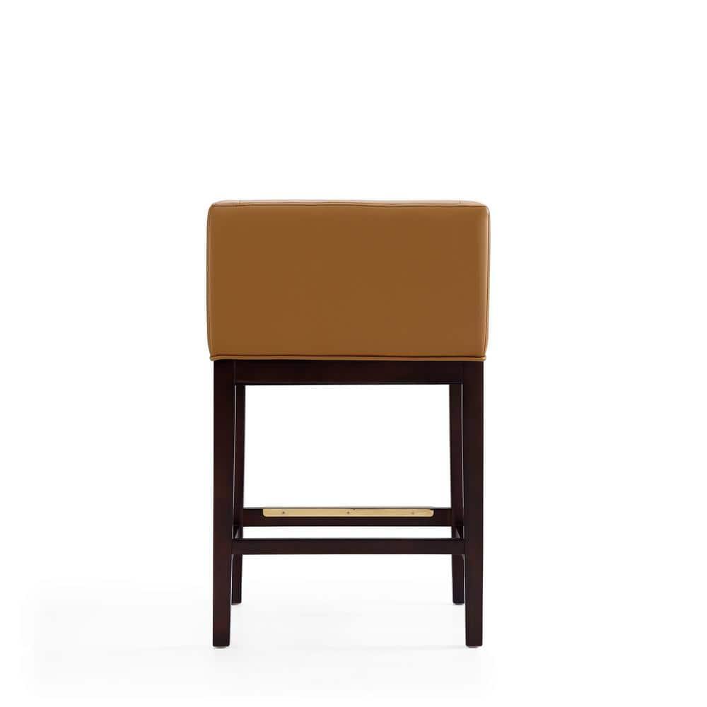 Set of 3 Kingsley Upholstered Beech Wood Counter Height Barstools Camel - Manhattan Comfort