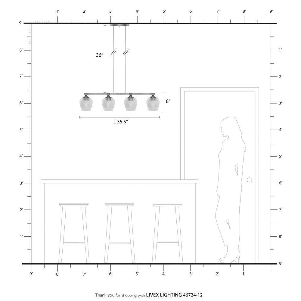 Livex Lighting Willow 4 - Light Chandelier in  Satin Brass