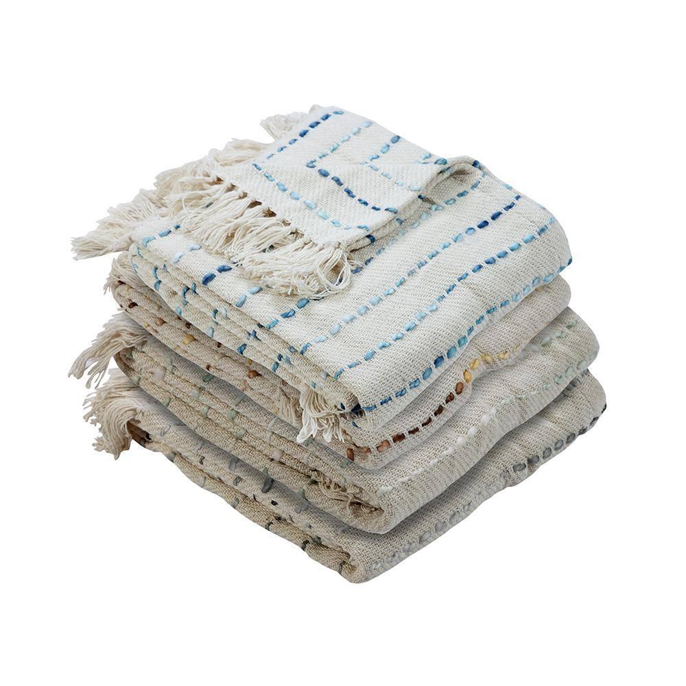 Rajani Home Deep Ombre Striped Handmade Woven Throw Blanket with Fringe