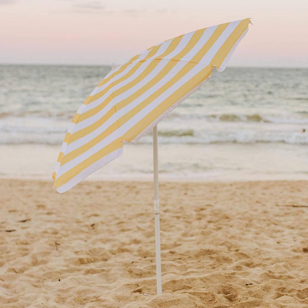 Oniva Portable Beach Stick Umbrella - Yellow Cabana Stripe