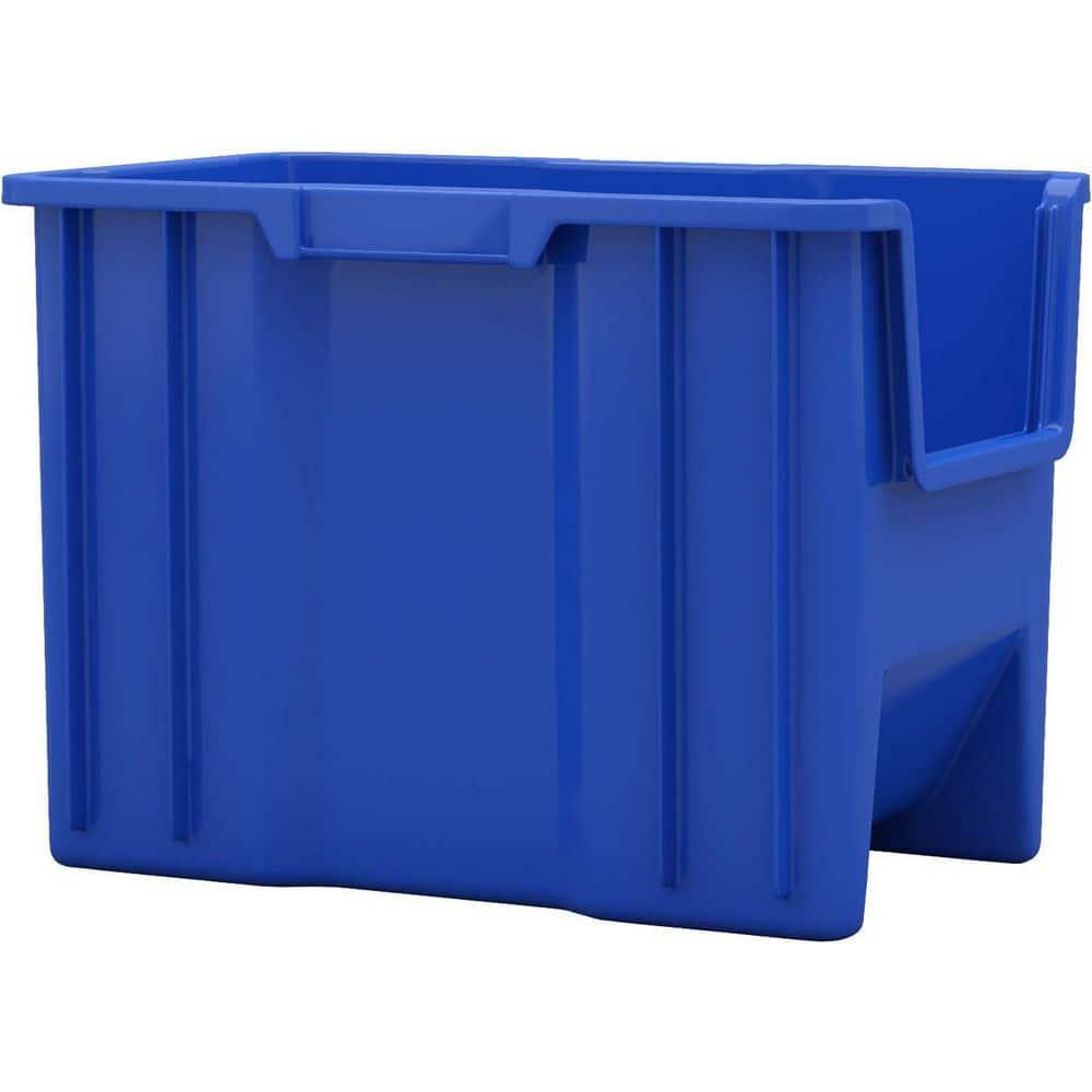 Akro-Mils Stak-N-Store 13014 Large Storage Bins Stackable Heavy Duty Containers, 17.5"x11"x12.5", Blue, 4-Pack
