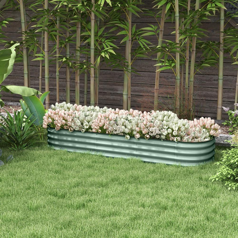 Galvanized Raised Garden Bed Kit, Outdoor Metal Elevated Planter Box with Safety Edging, Easy DIY Stock Tank for Growing Flowers, Herbs & Vegetables(6.4' x 2' x 1')
