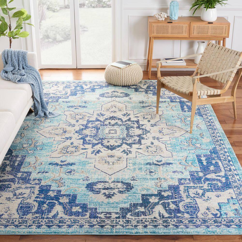 Madison MAD473 Power Loomed Indoor Area Rug - Teal/Navy - 8'x10' - Safavieh