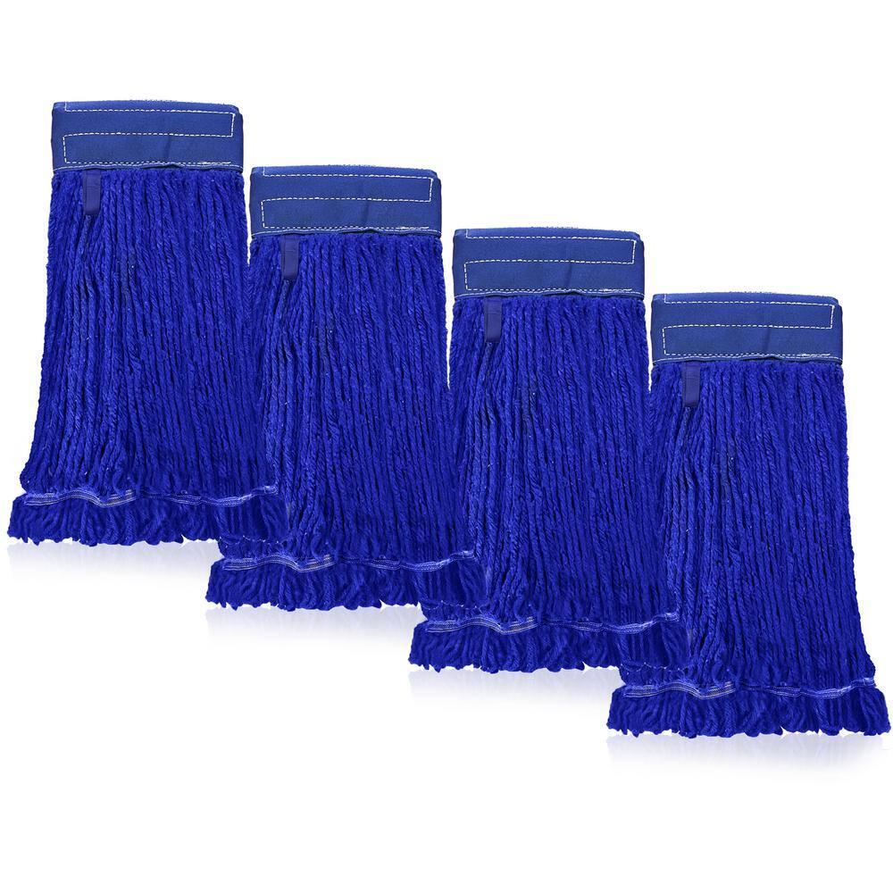 Dark Blue Heavy-Duty Blended String Mop Heads, 13-inch (4-Pack)
