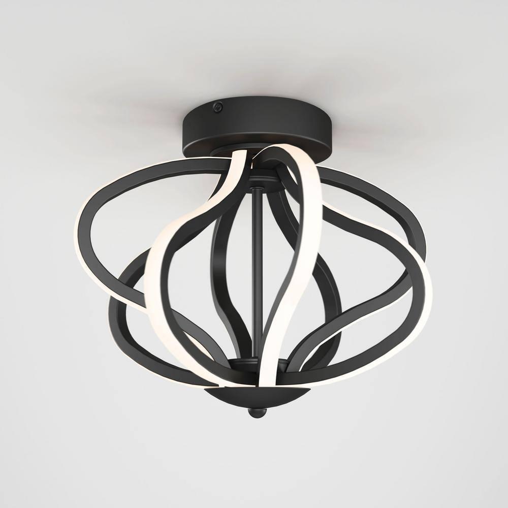 Artika Meridian Modern 1 Light Integrated LED Flush Mount Light Fixture in Black