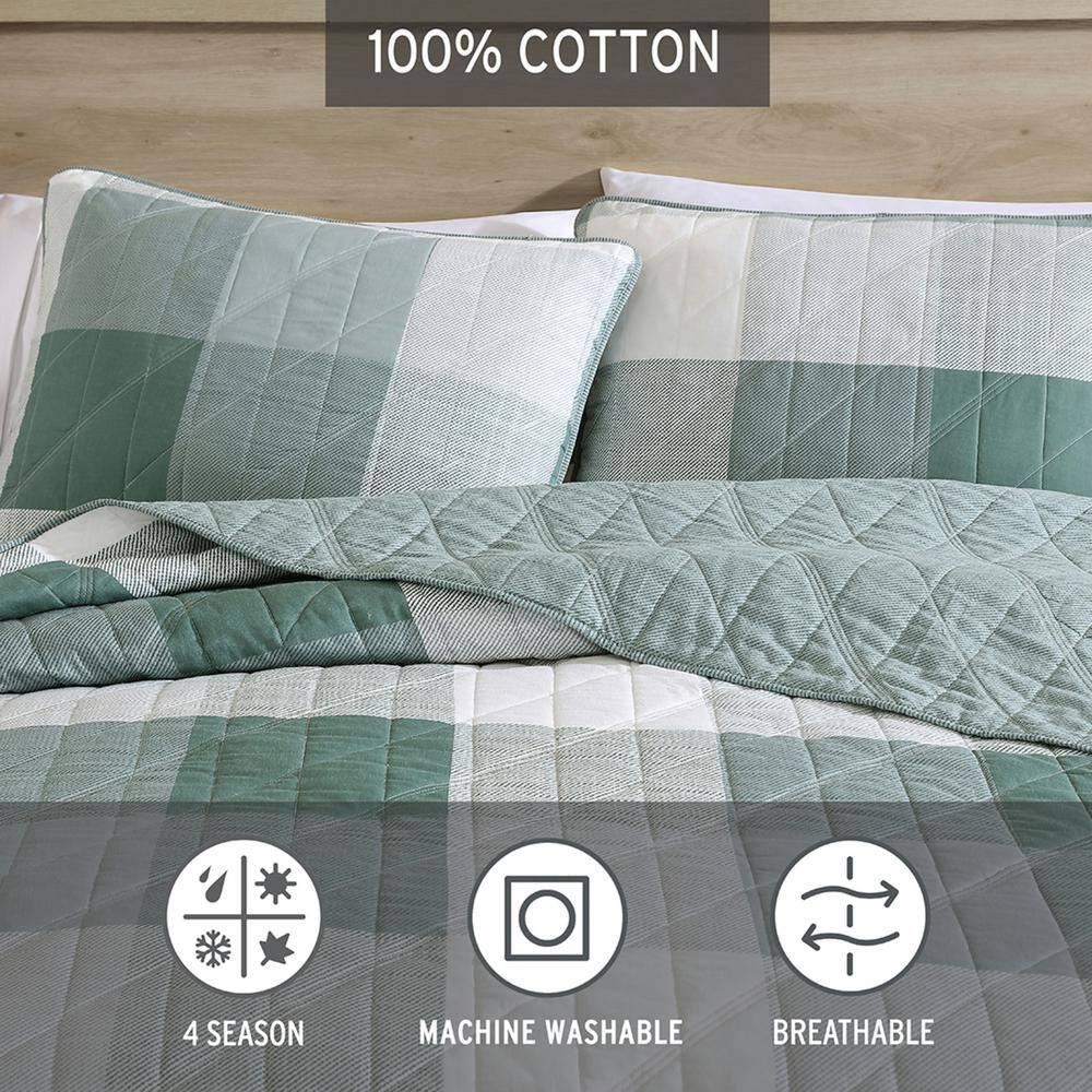 Eddie Bauer Eddie Bauer Boulder Plaid Cotton Green Quilt Set