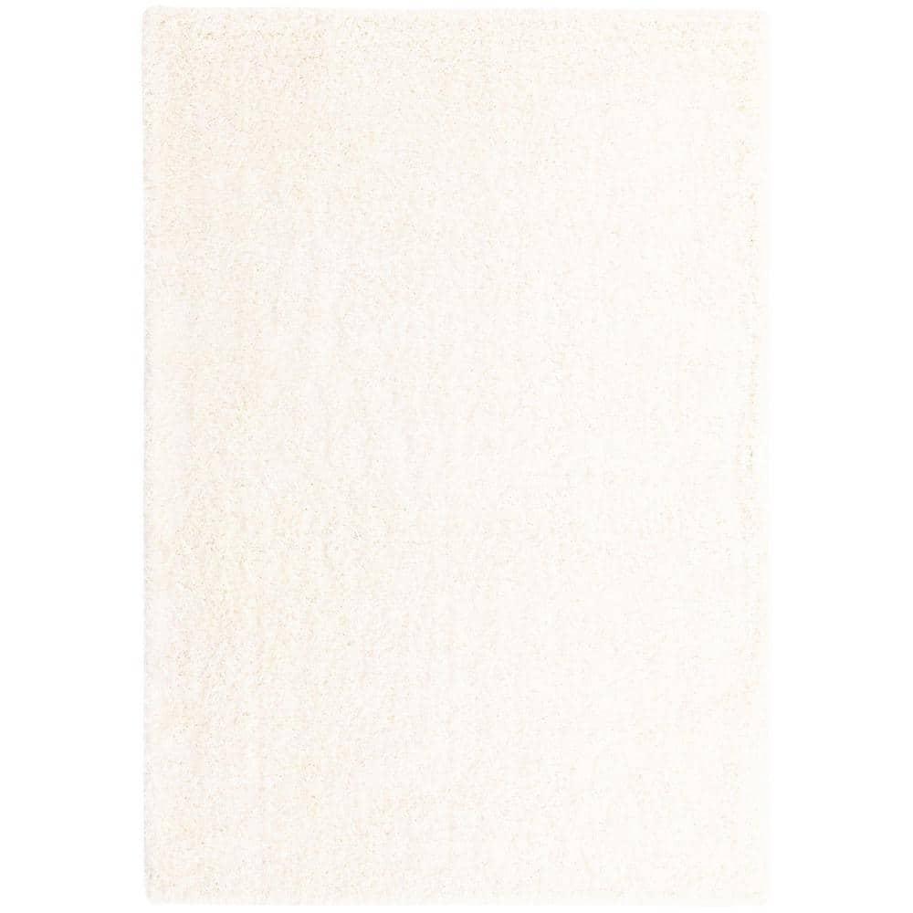 Solid Shag Snow White 7 ft. x 10 ft. Area Rug