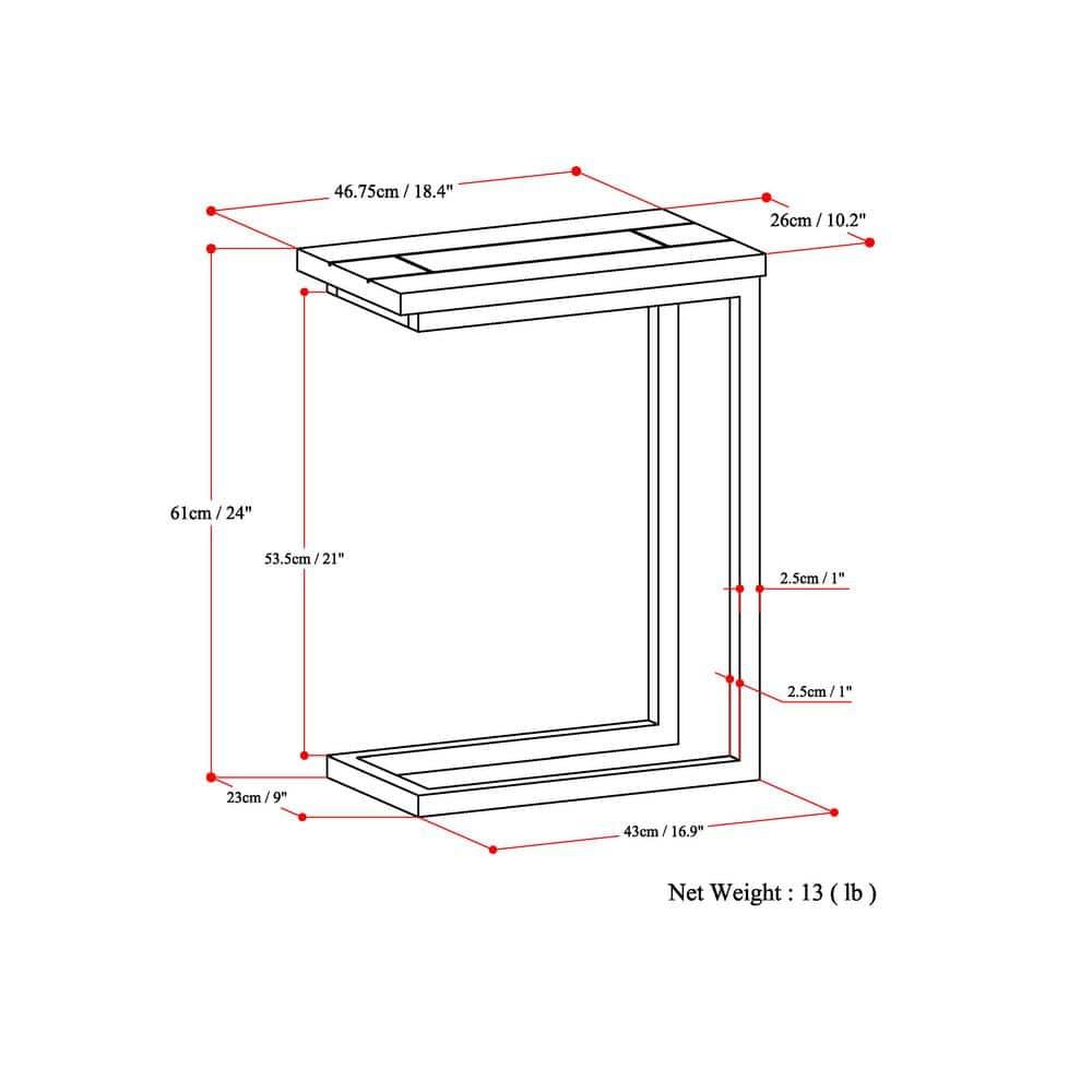 Simpli Home Skyler Solid Mango Wood C Side Table